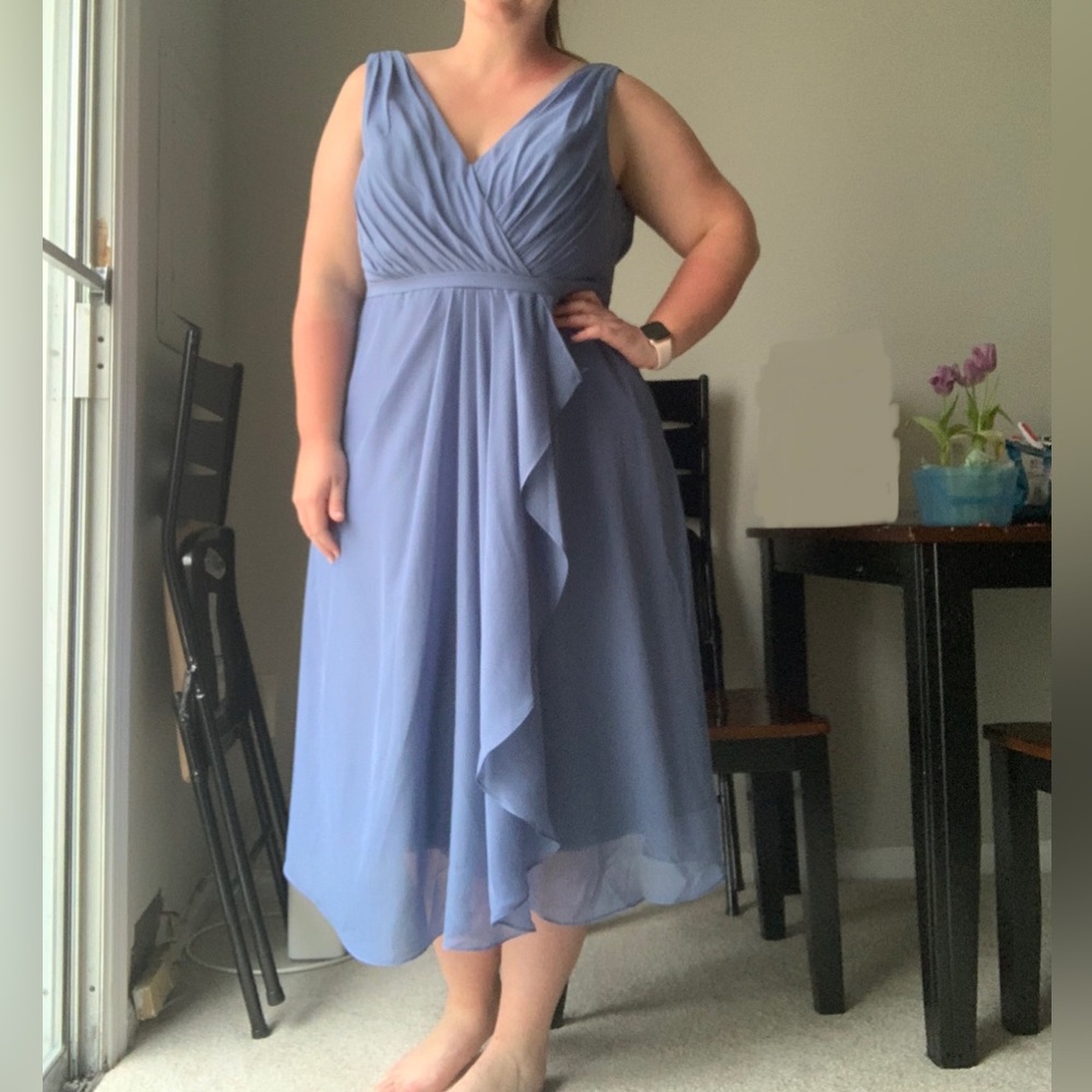 A-line V-neck Asymmetrical Chiffon Bridesmaid Dress